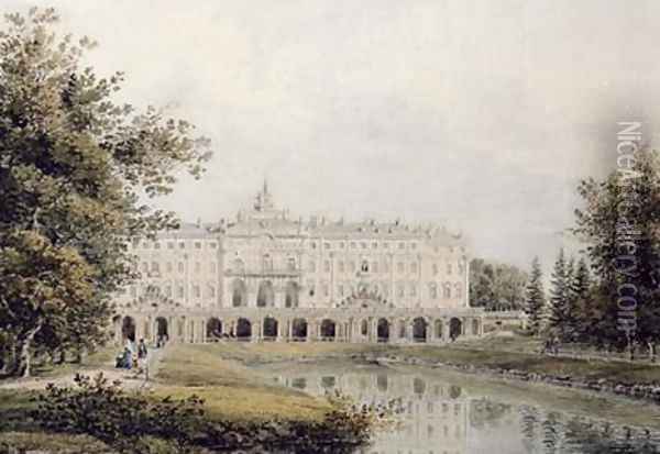 View of the Great Palace of Strelna near St Petersburg 1841 Oil Painting - Yegor Yegorovich Meier