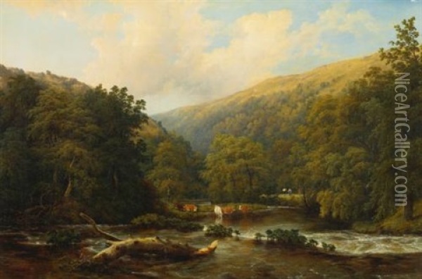 Monsale Dale, Derbyshire Oil Painting - Thomas Baker