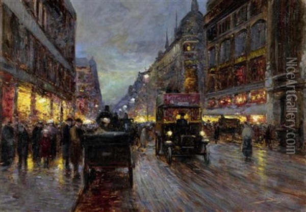 Nachtliches Paris Oil Painting - William Henry Singer Jr.