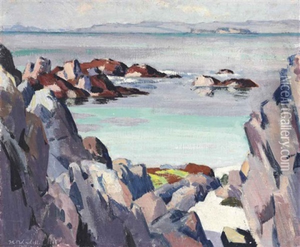 Staffa And Rhum From Iona Oil Painting - Francis Campbell Boileau Cadell