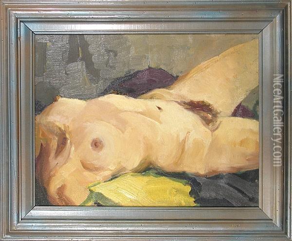 Reclining Nude, C.1933 Oil Painting - George Kennedy Brandriff