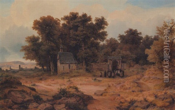 Kapelle Am Waldrand Oil Painting - Otto Reinhold Jacobi