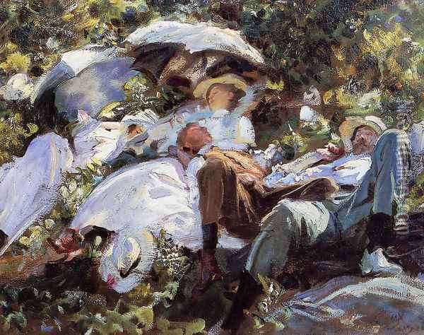 Group with Parasols (or A Siesta) Oil Painting - John Singer Sargent