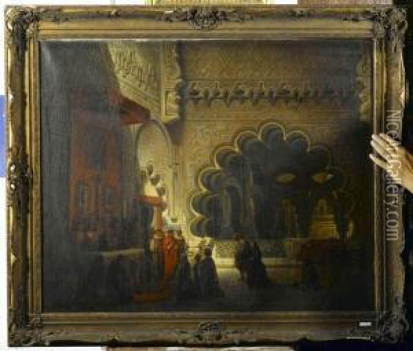 Kardinal Segnet Betende In Einer Spanischen Kirche. Oil Painting - Wilhelm Gail