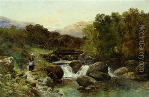 Path By The River Dee Oil Painting - Frederick William Hulme
