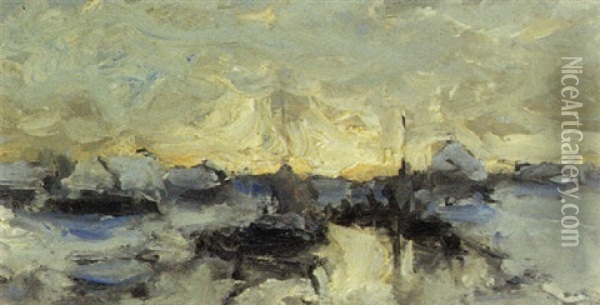 Watergezicht: A Study Oil Painting - Gerhard Arij Ludwig Morgenstjerne Munthe