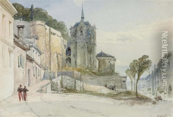French Soldiers Outside The Chateau At Amboise Oil Painting - William Harding Collingwood-Smith