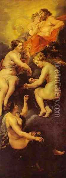 The Destiny Of Marie De Medici 1621-1625 Oil Painting - Peter Paul Rubens
