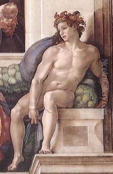 Ignudo -4 1509 Oil Painting - Michelangelo Buonarroti