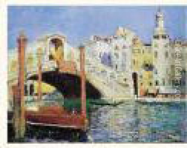 Un Canal A Venise Oil Painting - Lucien Hector Jonas