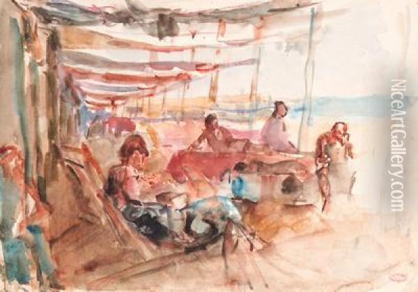A Sunny Slumber In Viareggio (recto And Verso) Oil Painting - Isaac Israels