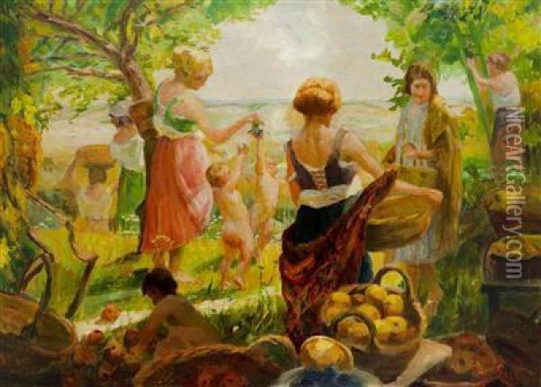 Fruit Harvest Oil Painting - Frantisek Jakub