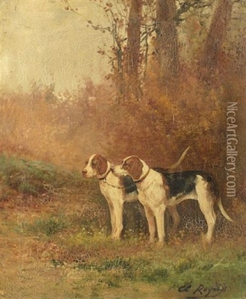 The Hounds Oil Painting - Charles Andre Reyne
