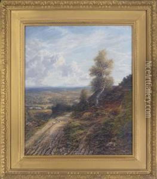 Near Guilford, Surrey Oil Painting - George William Mote