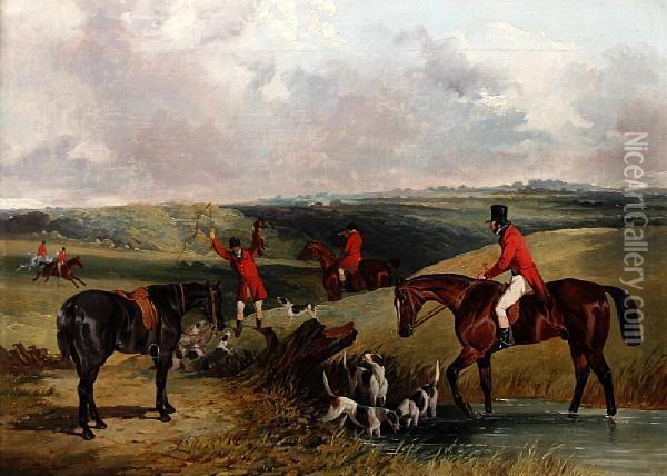 Hunters With Horses, Hounds And Catch Oil Painting - David of York Dalby