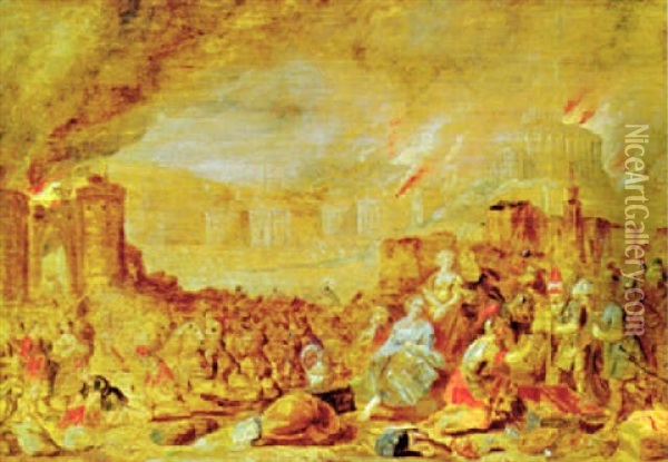 Nebuzardanes Beschenkt Jeremiah Nach Der Zerstorung Jerusalems Oil Painting - Hans Jordaens III