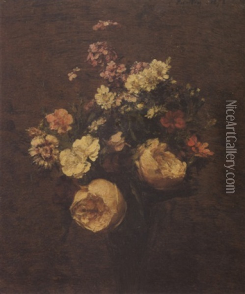 Vase De Fleurs Oil Painting - Henri Fantin-Latour
