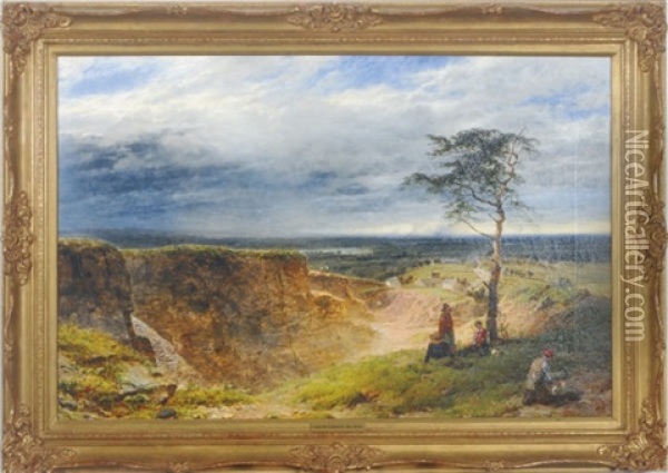 Figures By A Quarry Oil Painting - Henry Dawson