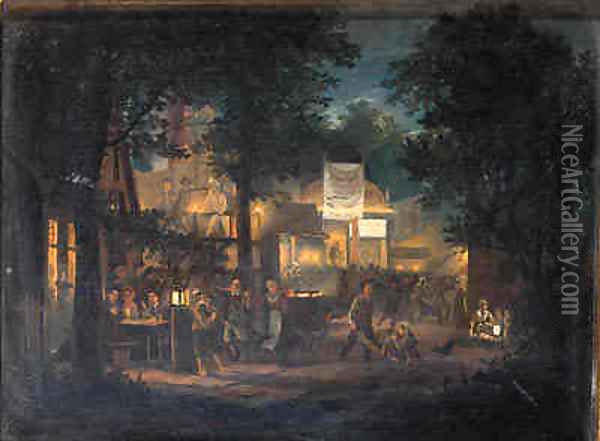 A fair by night Oil Painting - Hendrik Gerrit ten Cate