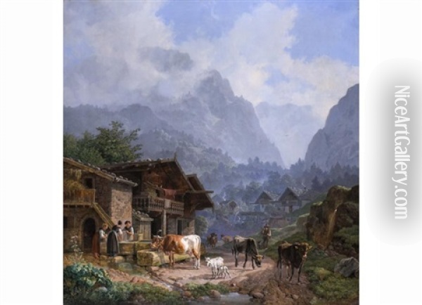 Abendfrieden Oil Painting - Heinrich Buerkel