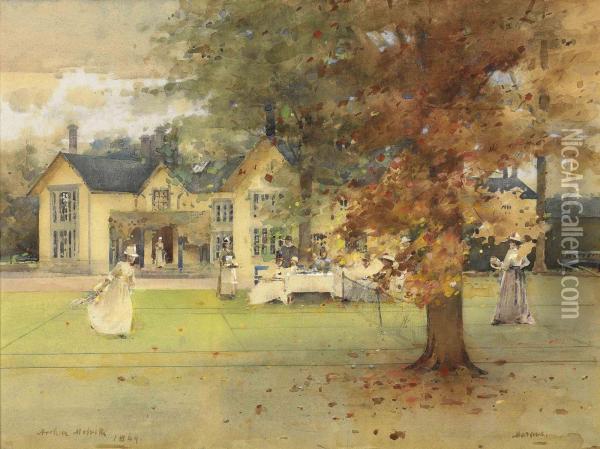 The Lawn Tennis Party At Marcus Oil Painting - Arthur Melville
