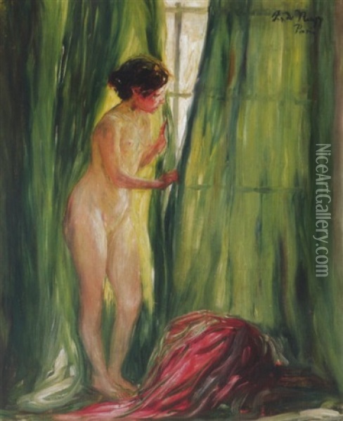 Parizsi Muteremablakban (in The Window Of The Studio In Paris) Oil Painting - Sigismund Nagy