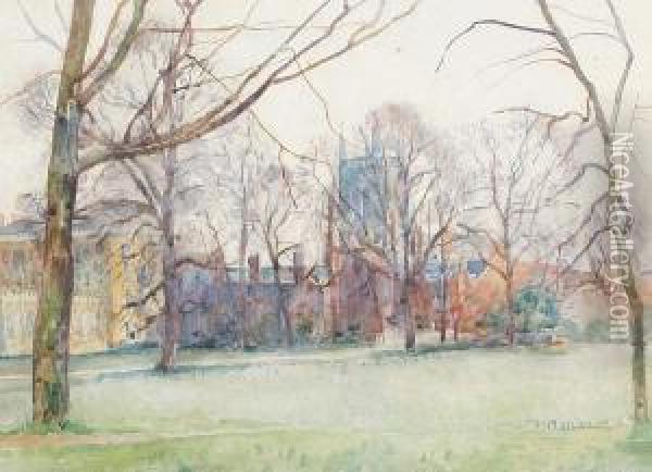 View Of St Johns College, Cambridge,1910 Oil Painting - James Bolivar Manson
