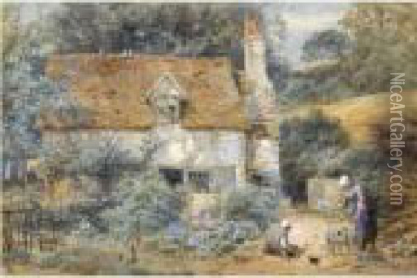 The Cottage Oil Painting - Myles Birket Foster