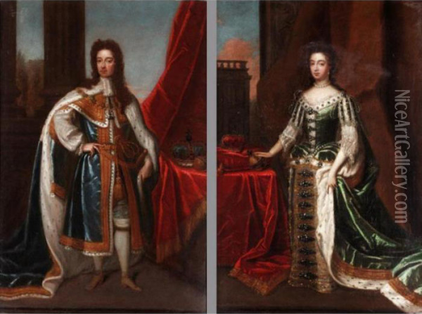 Portrait Of William Iii And Queen Mary Oil Painting - Sir Godfrey Kneller