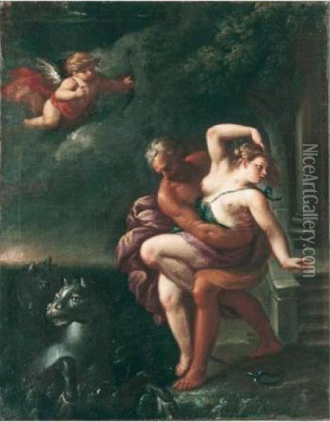 Neptune Ravishing Caenis Oil Painting - Carlo Francesco Nuvolone