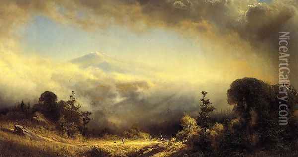 Mounts Madison and Adams near Gorham, New Hampshire Oil Painting - James Fairman