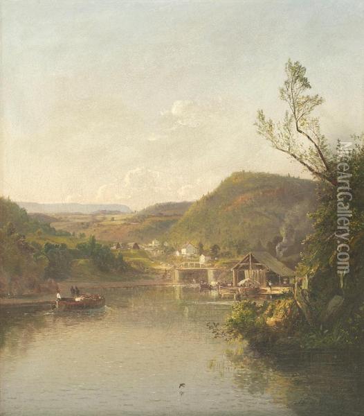 Locks At New Hope Oil Painting - Dewitt Clinton Boutelle