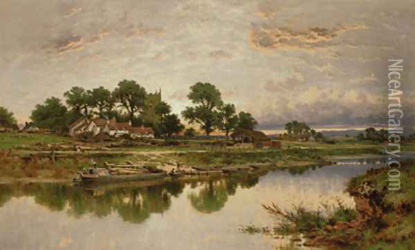 Kempsey Church on the River Severn Oil Painting - Benjamin Williams Leader
