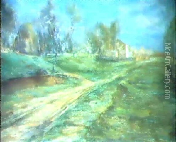 Strada In Primavera Oil Painting - Guglielmo Ciardi