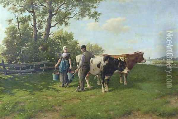A country romance Oil Painting - Adriaan Marinus Geijp