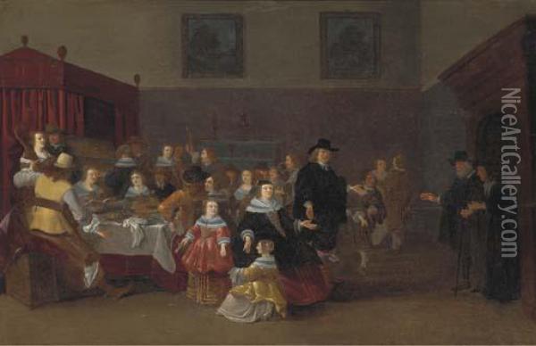 A Banquet Oil Painting - Antonie Palamedesz