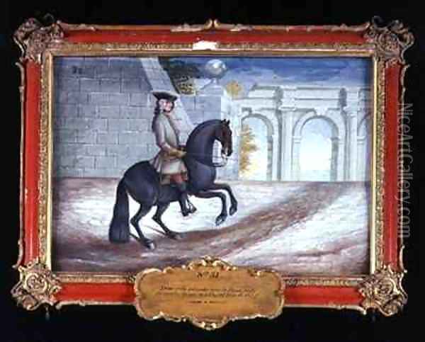 No 31 An iron grey horse of the Spanish Riding School performing a half turn to the left Oil Painting - Baron Reis d' Eisenberg