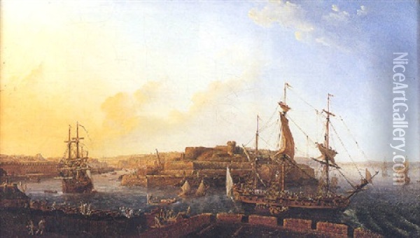 L'arsenal Et Le Chateau De Brest Vus De Recouvrance Oil Painting - Louis Nicolas van Blarenberghe