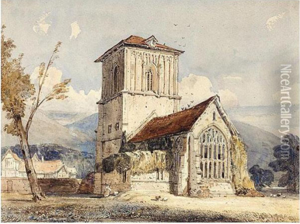 Little Malvern Priory, Worcestershire Oil Painting - George Cattermole