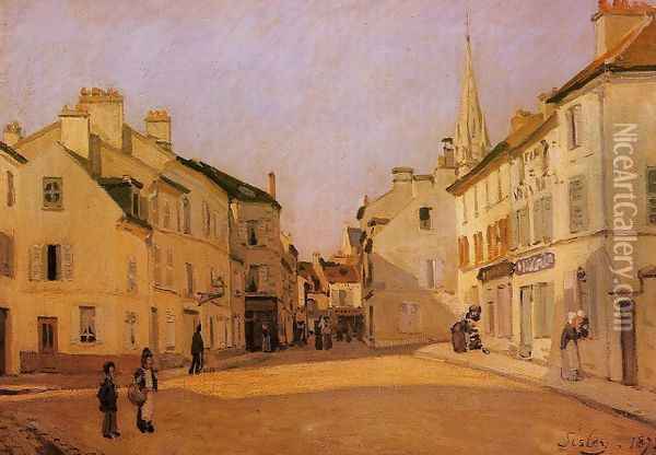 Square In Argenteuil Rue De La Chaussee Oil Painting - Alfred Sisley
