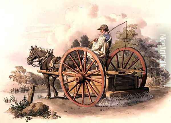 Watering Cart, from Costume of Great Britain, published by William Miller, 1805 Oil Painting - William Henry Pyne