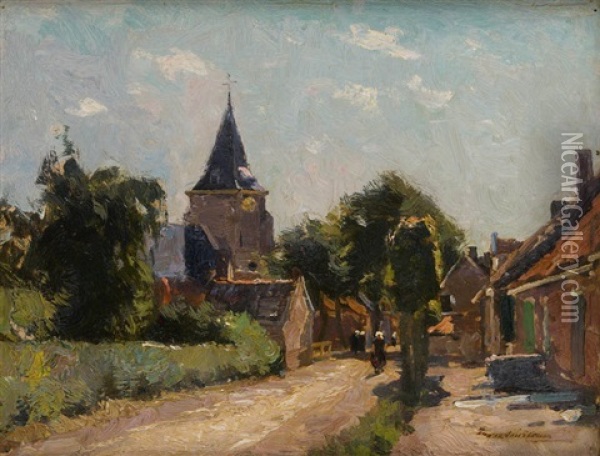 L'allee Du Village Oil Painting - Franz Courtens