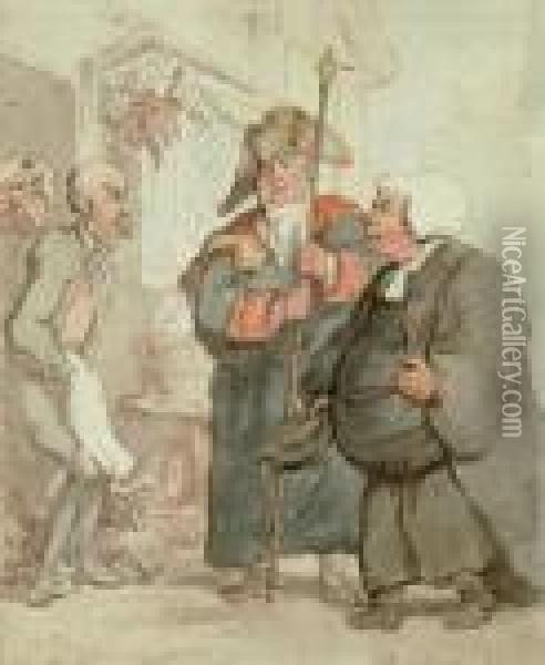 Easter Offerings Sturdy Beggars Oil Painting - Thomas Rowlandson