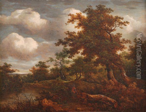 A Wooded River Landscape Oil Painting - John Crome