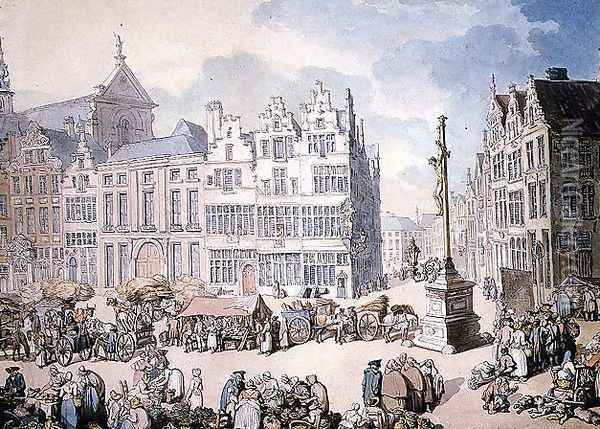 Place de Mer, Antwerp Oil Painting - Thomas Rowlandson