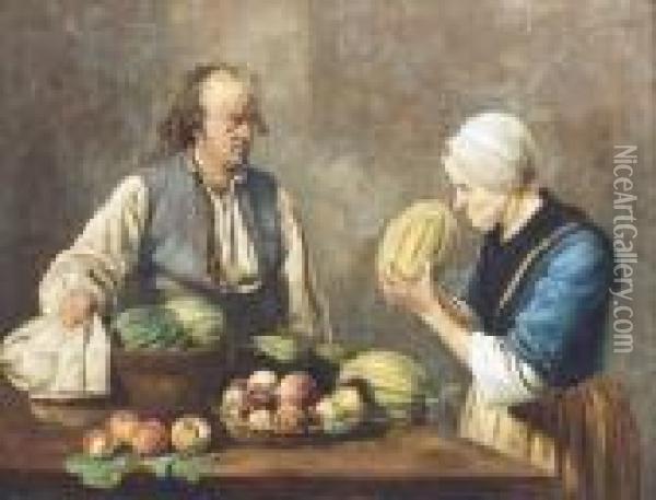 Der Melonenverkaufer. Oil Painting - Jean-Jacques De Boissieu