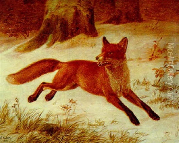 Fuchs Oil Painting - Andreas Peter Madsen