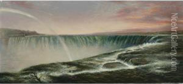 Niagara Falls At Sunset Oil Painting - George Loring Brown