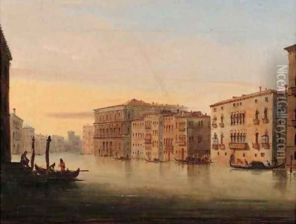 Gondolas on the Grand Canal, Venice Oil Painting - Italian School