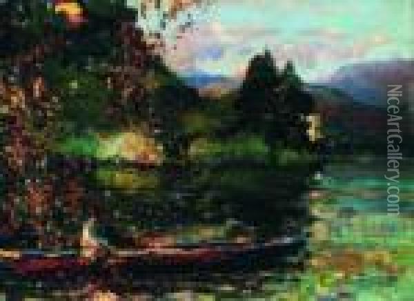 Lago Oil Painting - Andrea Tavernier